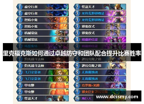 里克福克斯如何通过卓越防守和团队配合提升比赛胜率