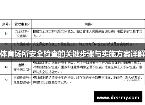 体育场所安全检查的关键步骤与实施方案详解