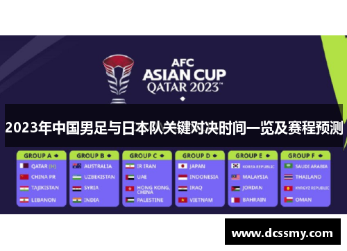 2023年中国男足与日本队关键对决时间一览及赛程预测
